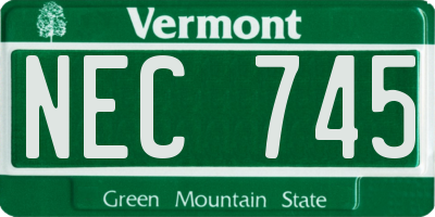 VT license plate NEC745