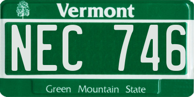 VT license plate NEC746