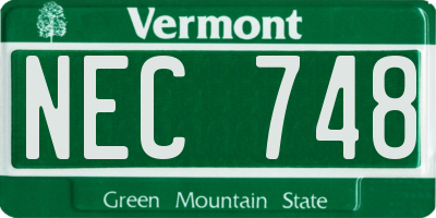 VT license plate NEC748