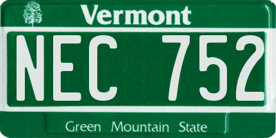 VT license plate NEC752