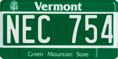 VT license plate NEC754