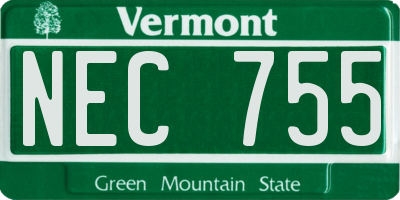 VT license plate NEC755