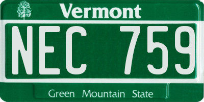 VT license plate NEC759