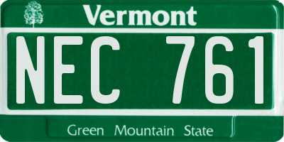 VT license plate NEC761