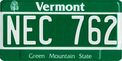 VT license plate NEC762