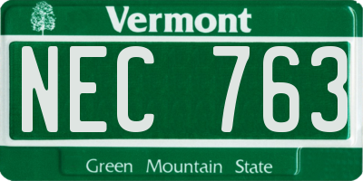 VT license plate NEC763