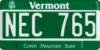 VT license plate NEC765