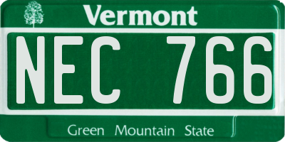 VT license plate NEC766