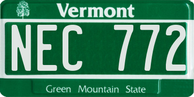 VT license plate NEC772
