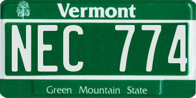 VT license plate NEC774