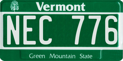 VT license plate NEC776