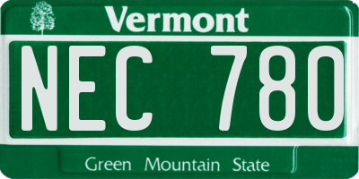 VT license plate NEC780
