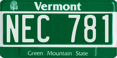 VT license plate NEC781