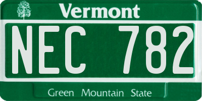 VT license plate NEC782