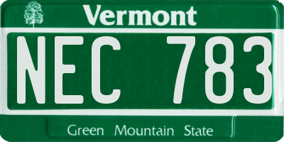 VT license plate NEC783