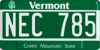 VT license plate NEC785