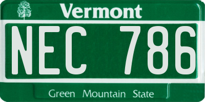 VT license plate NEC786