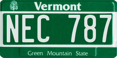 VT license plate NEC787