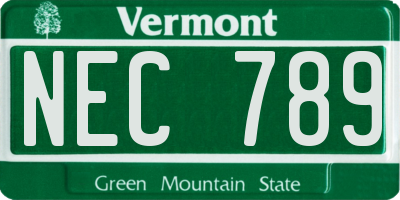 VT license plate NEC789