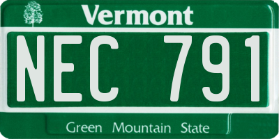 VT license plate NEC791