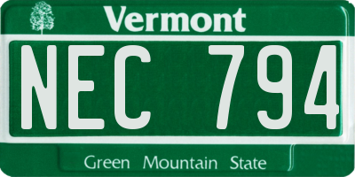 VT license plate NEC794