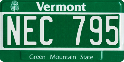 VT license plate NEC795