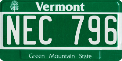 VT license plate NEC796