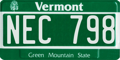 VT license plate NEC798