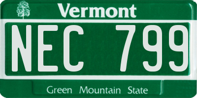 VT license plate NEC799