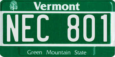 VT license plate NEC801