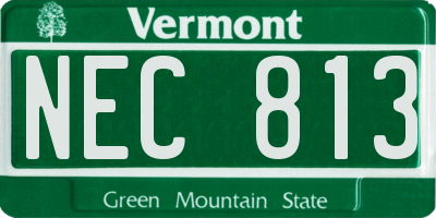 VT license plate NEC813