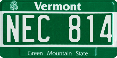 VT license plate NEC814