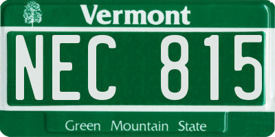 VT license plate NEC815