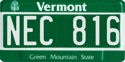 VT license plate NEC816