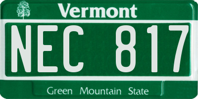 VT license plate NEC817