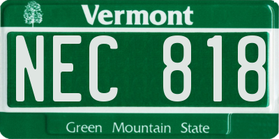 VT license plate NEC818