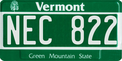 VT license plate NEC822