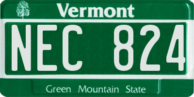 VT license plate NEC824