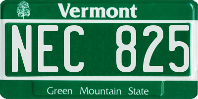 VT license plate NEC825
