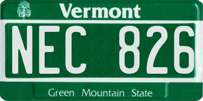 VT license plate NEC826