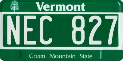 VT license plate NEC827