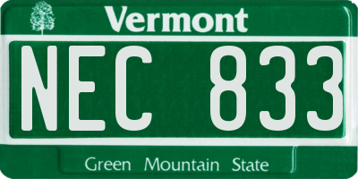 VT license plate NEC833