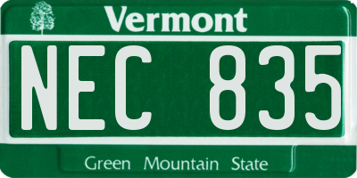 VT license plate NEC835