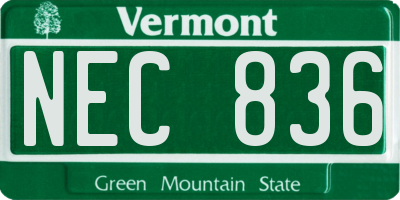 VT license plate NEC836