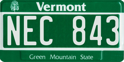 VT license plate NEC843