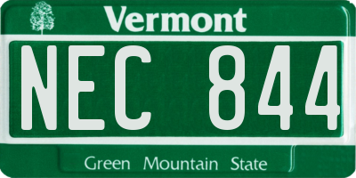 VT license plate NEC844