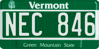 VT license plate NEC846