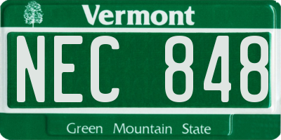 VT license plate NEC848