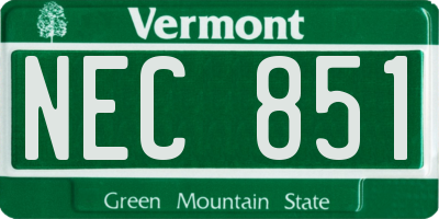 VT license plate NEC851