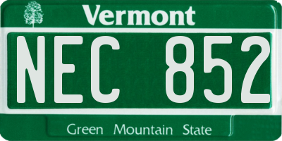VT license plate NEC852